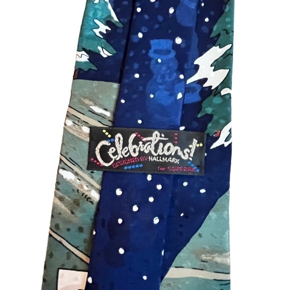 Christmas Silk Tie Santa Kicking Football Reindeer Celebrations Hallmark vintage - Picture 3 of 8